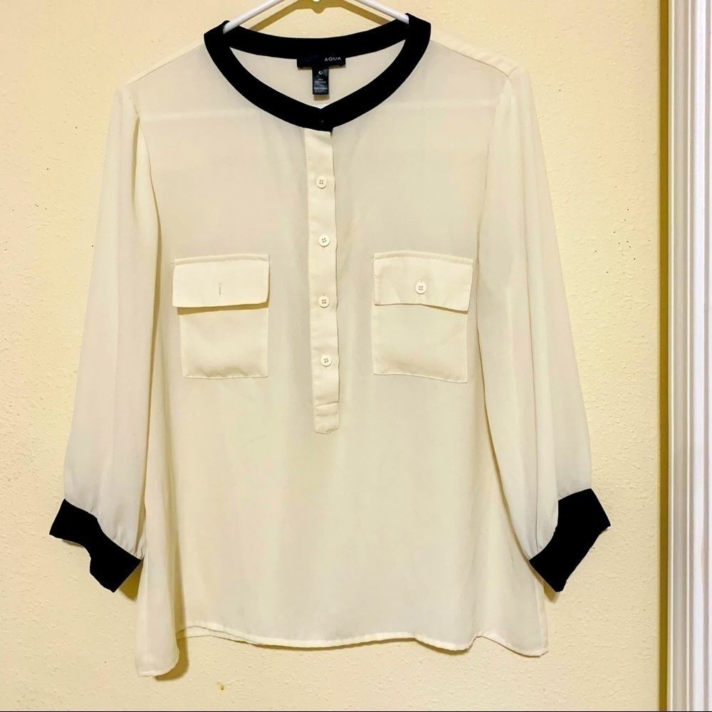 AQUA•3/4 sleeves ivory blouse size M